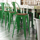 Green/Teak |#| All-Weather Bar Height Stool with Poly Resin Seat - Green/Teak