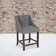 Dark Gray Fabric |#| 24inch High Walnut Counter Height Stool with Accent Nail Trim in Dark Gray Fabric