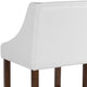 White LeatherSoft |#| 24inch High Walnut Counter Height Stool with Accent Nail Trim in White LeatherSoft