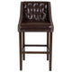 Brown LeatherSoft |#| 30inch High Tufted Walnut Barstool with Accent Nail Trim in Brown LeatherSoft