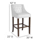 White LeatherSoft |#| 30inch High Tufted Walnut Barstool with Accent Nail Trim in White LeatherSoft