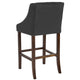 Charcoal Fabric |#| 30inch High Tufted Walnut Barstool with Accent Nail Trim in Charcoal Fabric
