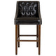 Black LeatherSoft |#| 30inch High Tufted Walnut Barstool with Accent Nail Trim in Black LeatherSoft