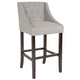 Light Gray Fabric |#| 30inch High Tufted Walnut Barstool with Accent Nail Trim in Light Gray Fabric