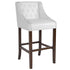 Carmel Series 30" High Transitional Tufted Walnut Barstool with Accent Nail Trim
