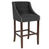 Carmel Series 30" High Transitional Tufted Walnut Barstool with Accent Nail Trim