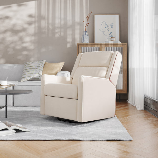 Cream |#| Manual Rocking Recliner Chair with 360° Swivel and Gliding Motion in Cream