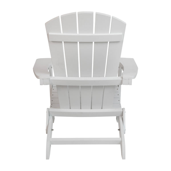 White |#| All-Weather Poly Resin Folding Adirondack Chair in White - Patio Chair