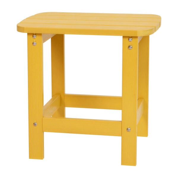 Yellow |#| All-Weather Poly Resin Adirondack Side Table in Yellow - Patio Table