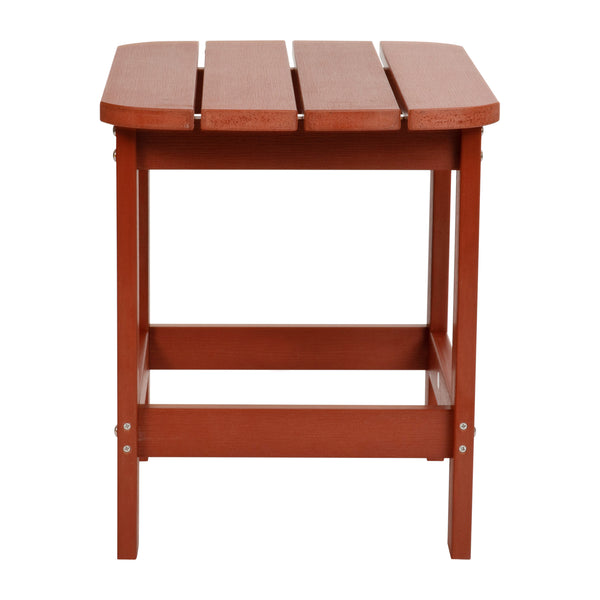 Red |#| All-Weather Poly Resin Adirondack Side Table in Red - Patio Table