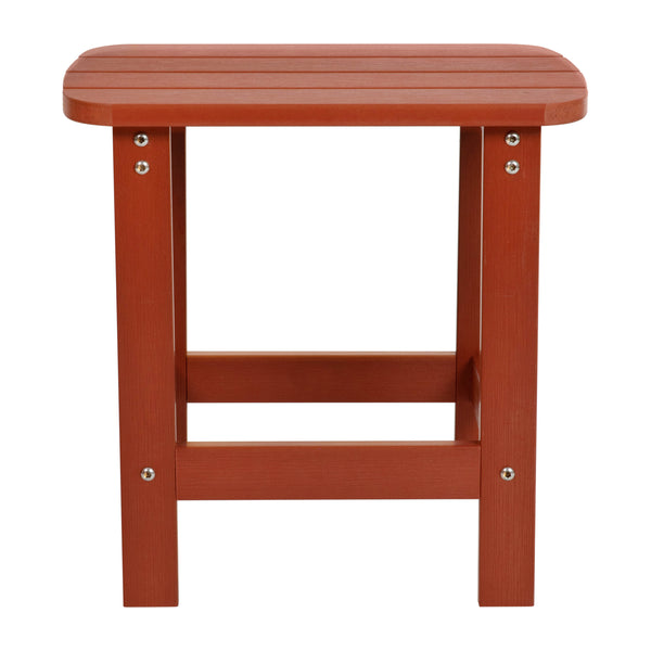 Red |#| All-Weather Poly Resin Adirondack Side Table in Red - Patio Table