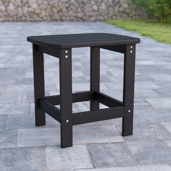 Black |#| All-Weather Poly Resin Adirondack Side Table in Black - Patio Table