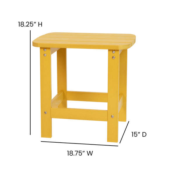 Yellow |#| All-Weather Poly Resin Adirondack Side Table in Yellow - Patio Table