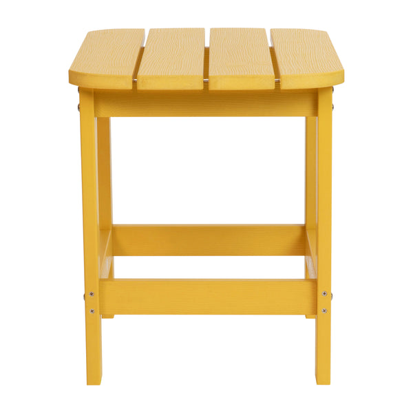 Yellow |#| All-Weather Poly Resin Adirondack Side Table in Yellow - Patio Table