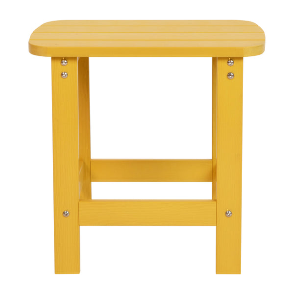 Yellow |#| All-Weather Poly Resin Adirondack Side Table in Yellow - Patio Table