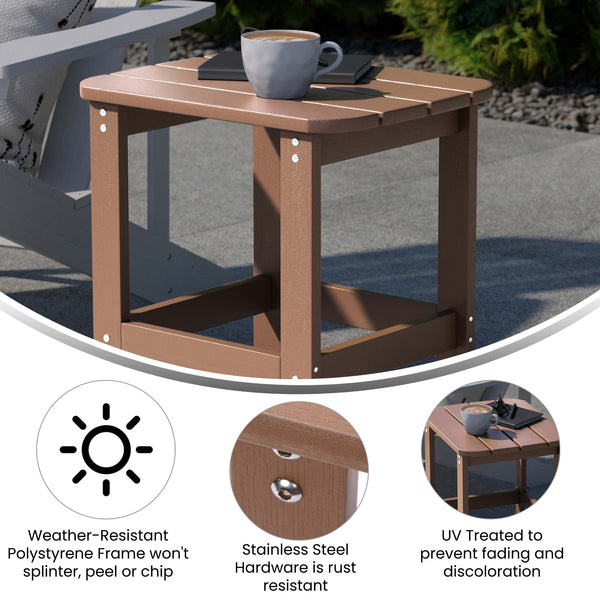 Natural Cedar |#| All-Weather Poly Resin Adirondack Side Table in Natural Cedar - Patio Table