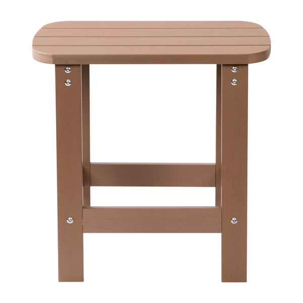 Natural Cedar |#| All-Weather Poly Resin Adirondack Side Table in Natural Cedar - Patio Table