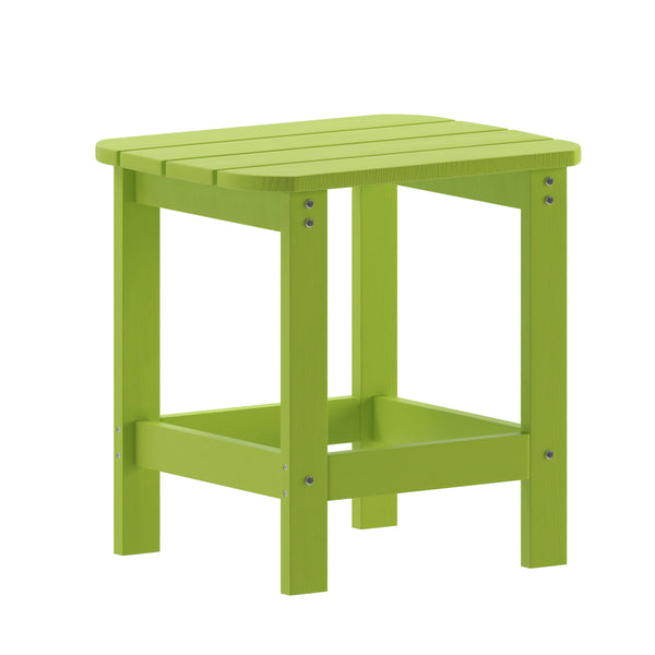 Lime |#| All-Weather Poly Resin Adirondack Side Table in Lime - Patio Table