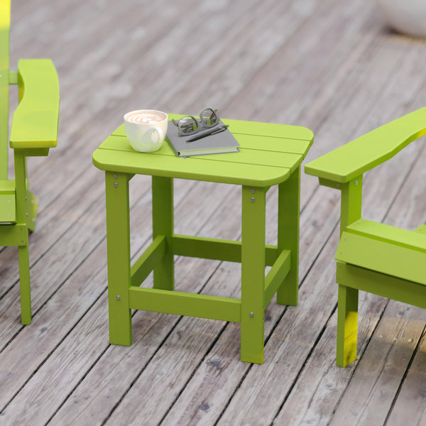Lime |#| All-Weather Poly Resin Adirondack Side Table in Lime - Patio Table