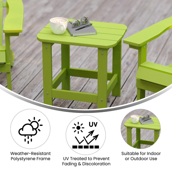 Lime |#| All-Weather Poly Resin Adirondack Side Table in Lime - Patio Table