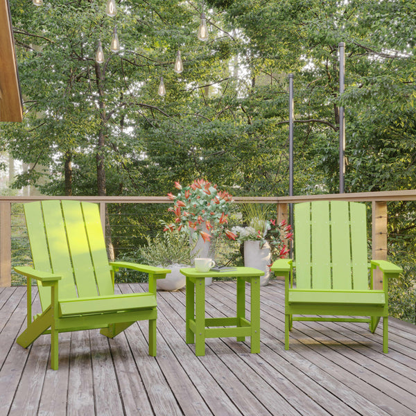 Lime |#| All-Weather Poly Resin Adirondack Side Table in Lime - Patio Table