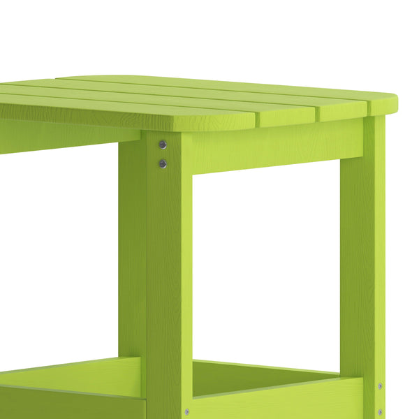 Lime |#| All-Weather Poly Resin Adirondack Side Table in Lime - Patio Table