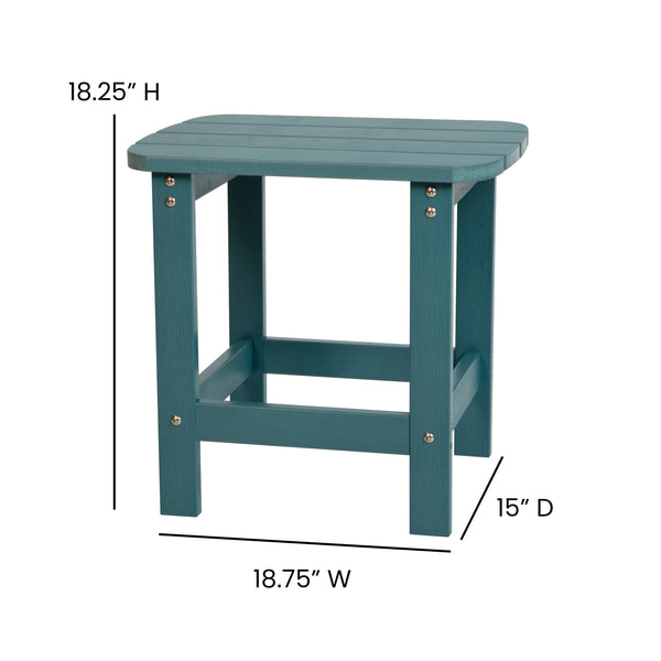 Sea Foam |#| All-Weather Poly Resin Adirondack Side Table in Sea Foam - Patio Table