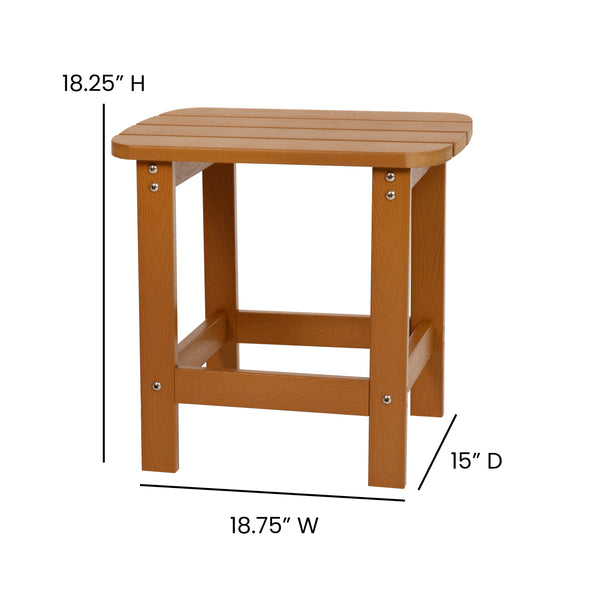 Teak |#| All-Weather Poly Resin Adirondack Side Table in Teak - Patio Table