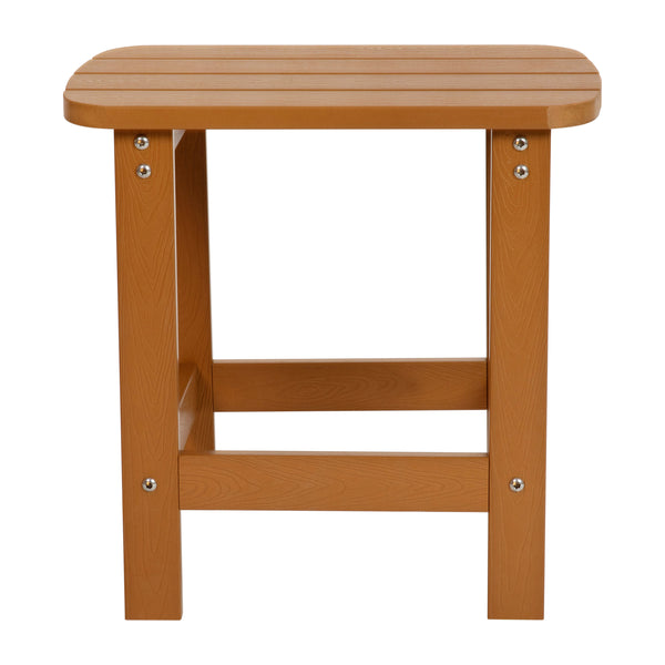 Teak |#| All-Weather Poly Resin Adirondack Side Table in Teak - Patio Table
