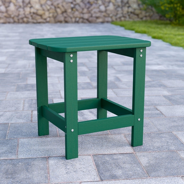 Green |#| All-Weather Poly Resin Adirondack Side Table in Green - Patio Table
