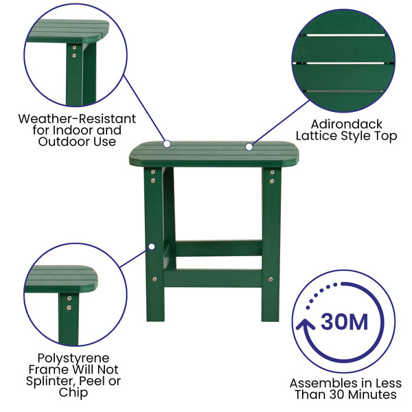 Green |#| All-Weather Poly Resin Adirondack Side Table in Green - Patio Table