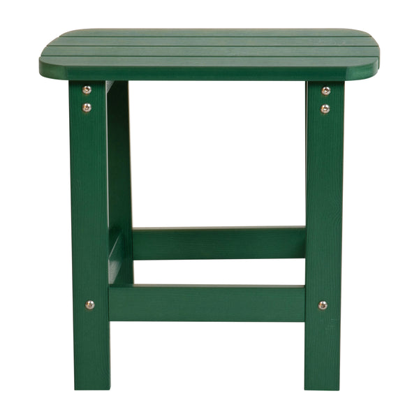 Green |#| All-Weather Poly Resin Adirondack Side Table in Green - Patio Table