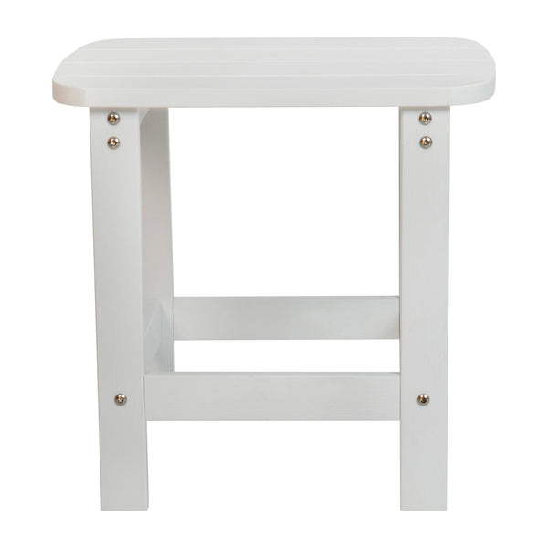 White |#| All-Weather Poly Resin Adirondack Side Table in White - Patio Table