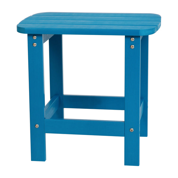 Blue |#| All-Weather Poly Resin Adirondack Side Table in Blue - Patio Table