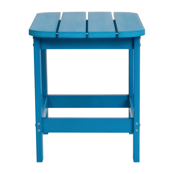 Blue |#| All-Weather Poly Resin Adirondack Side Table in Blue - Patio Table