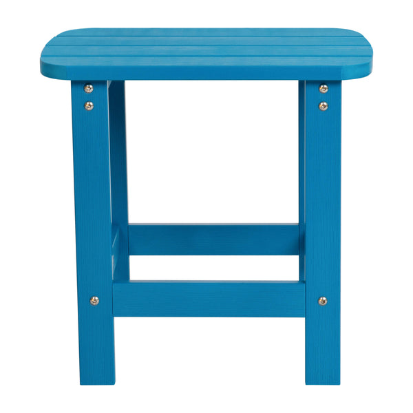 Blue |#| All-Weather Poly Resin Adirondack Side Table in Blue - Patio Table