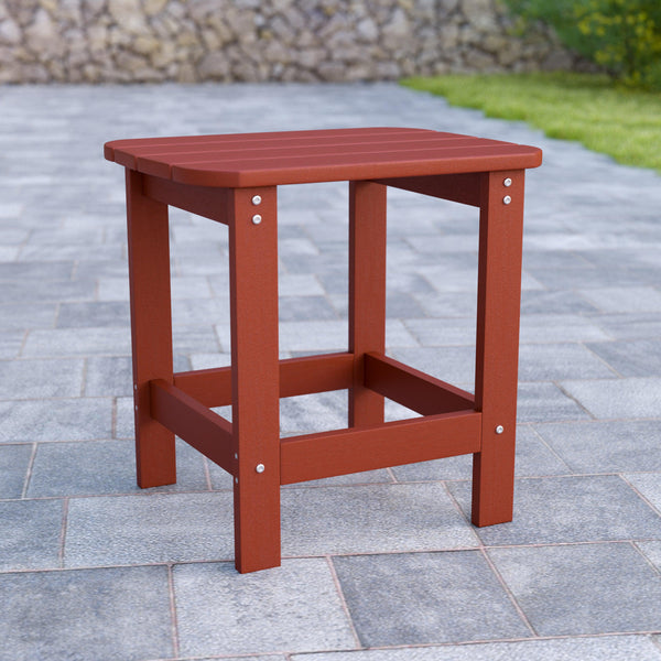 Red |#| All-Weather Poly Resin Adirondack Side Table in Red - Patio Table
