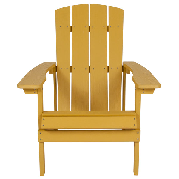 Yellow |#| Outdoor Yellow All-Weather Poly Resin Wood Adirondack Chair