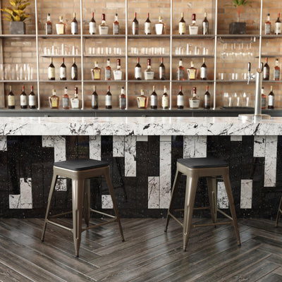 Cierra Set of 4 Commercial Grade 24" High Backless Metal Indoor Counter Height Stools with All-Weather Poly Resin Seats - View 2