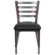 Black Vinyl Seat/Clear Coated Metal Frame |#| Clear Coated Ladder Back Metal Restaurant Chair - Black Vinyl Seat