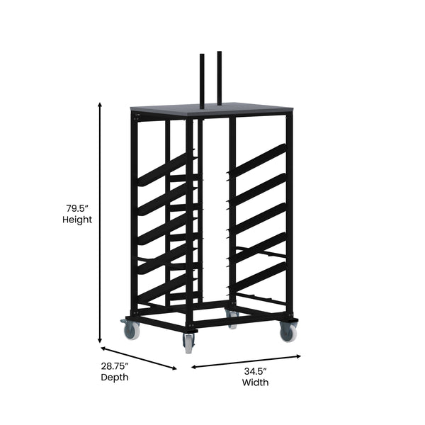 Cocktail Table Dolly with Sloped Shelves for 30inch Round Tables