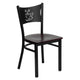 Mahogany Wood Seat/Black Metal Frame |#| Black Coffee Back Metal Restaurant Chair with Mahogany Wood Seat