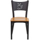 Natural Wood Seat/Black Metal Frame |#| Black Coffee Back Metal Restaurant Chair with Natural Wood Seat