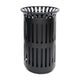 Black |#| Commercial Outdoor Round Slatted Steel 37 Gallon Trash Can with Inner Bin in Blk