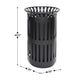 Black |#| Commercial Outdoor Round Slatted Steel 37 Gallon Trash Can with Inner Bin in Blk