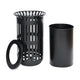 Black |#| Commercial Outdoor Round Slatted Steel 37 Gallon Trash Can with Inner Bin in Blk