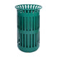 Green |#| Commercial Outdoor Round Slatted Steel 37 Gallon Trash Can with Inner Bin in Grn