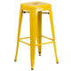 Yellow |#| 23.75inch Square Yellow Metal Bar Table Set with 2 Square Seat Backless Stools