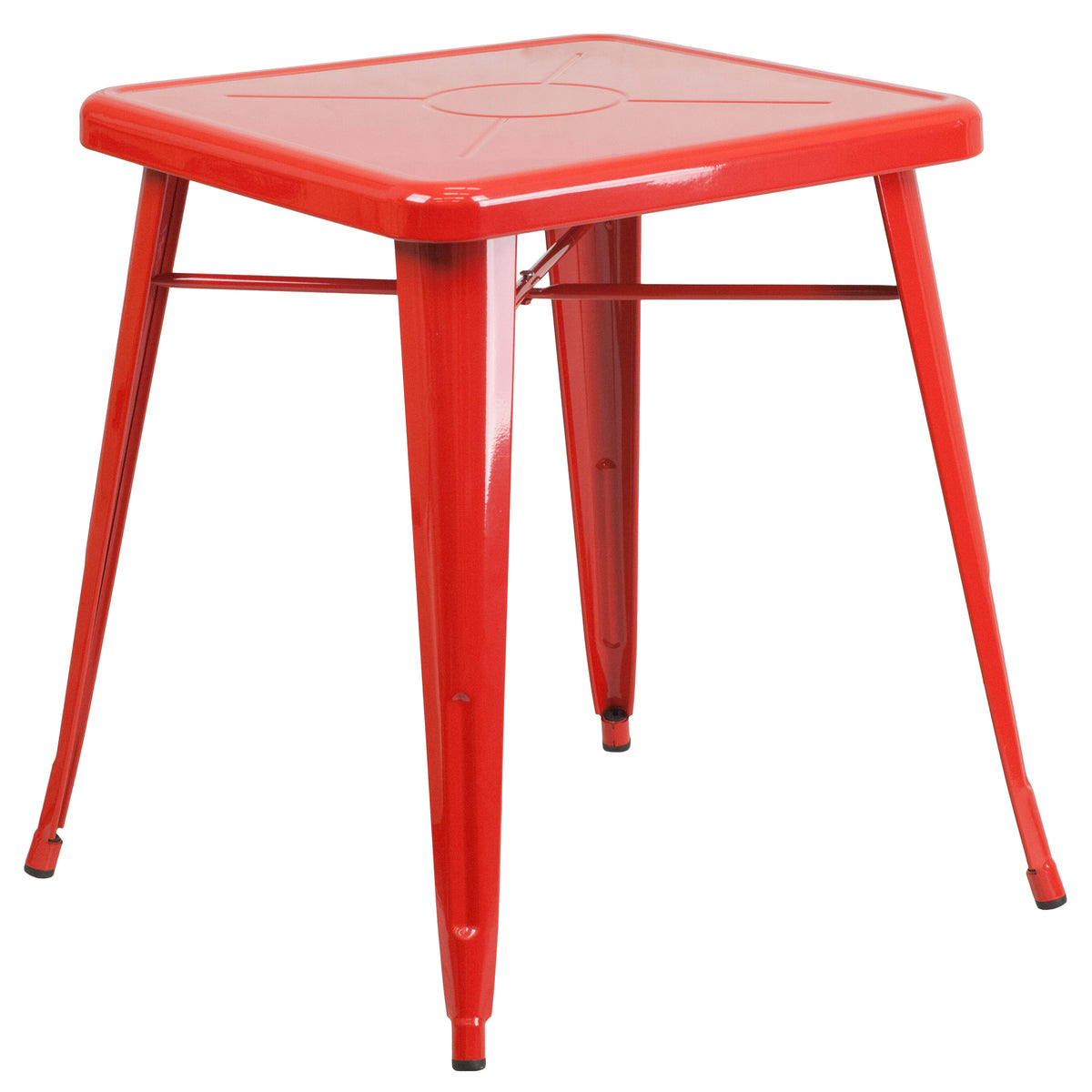 Red |#| 23.75inch Square Red Metal Indoor-Outdoor Table