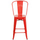 Red |#| 24inch High Red Metal Indoor-Outdoor Counter Height Stool with Back